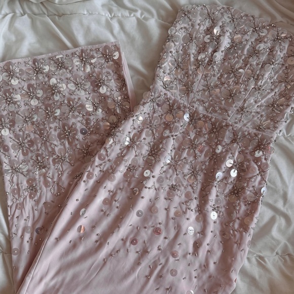 Oh Polly Pink Embellished Strapless Dress - Picture 2 of 5